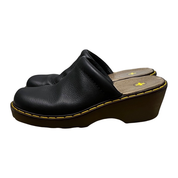 Dr Martens Chunky Platform Mules Clog Womens Size US 6 /37 Black Pebbled Leather - Picture 4 of 11